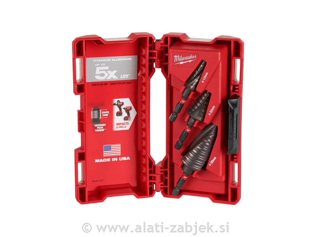 3-dijelni set stepenastog svrdla 1/4" MILWAUKEE