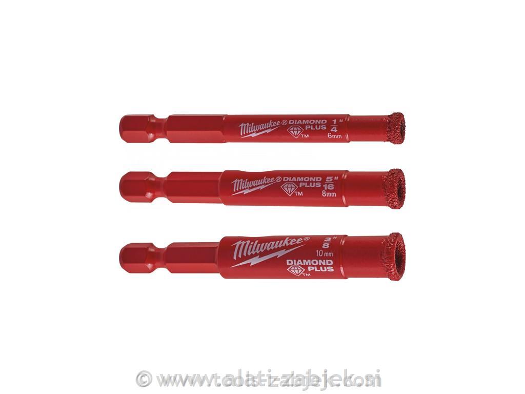 Diamond Plus set svrdla 1/4" -3 kom MILWAUKEE