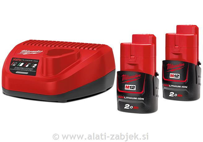 Set 2x akumulator i punjač M12 NRG- 202 MILWAUKEE