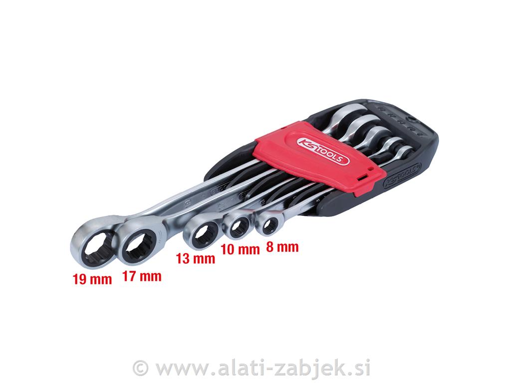 GEARplus komplet ključeva s čegrtaljkom5-dijelni 8–19 mm KS TOOLS