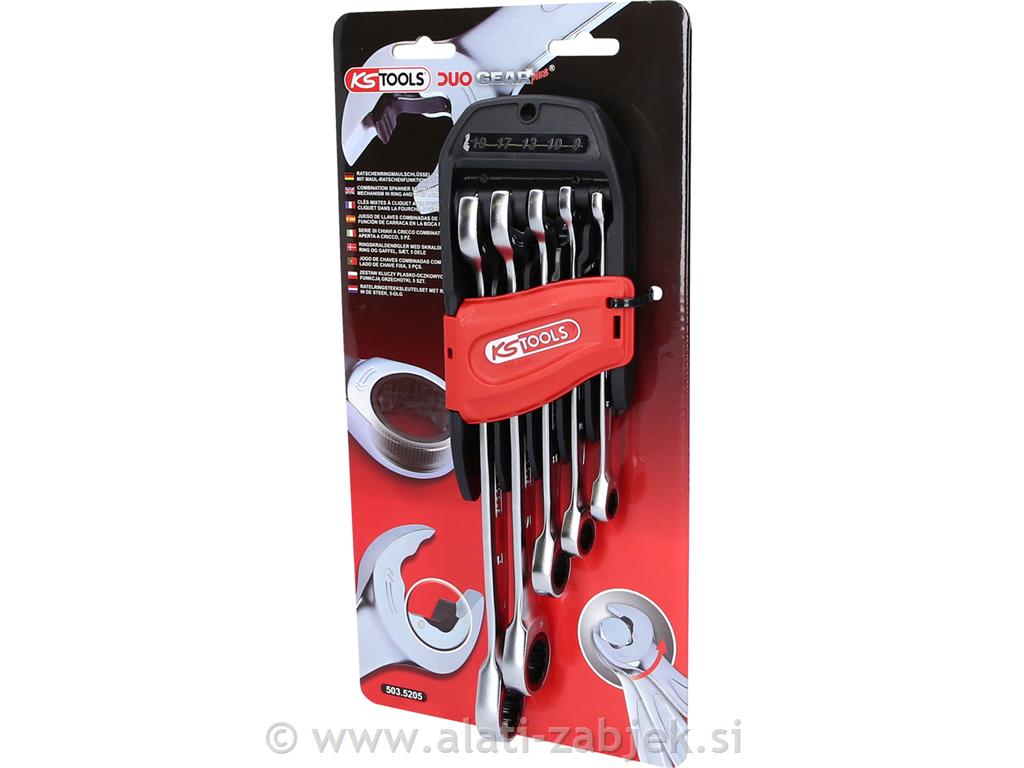 DUO GEARplus® 5-dijelni set viličasto-okastih ključeva s čegrtaljkom KS TOOLS