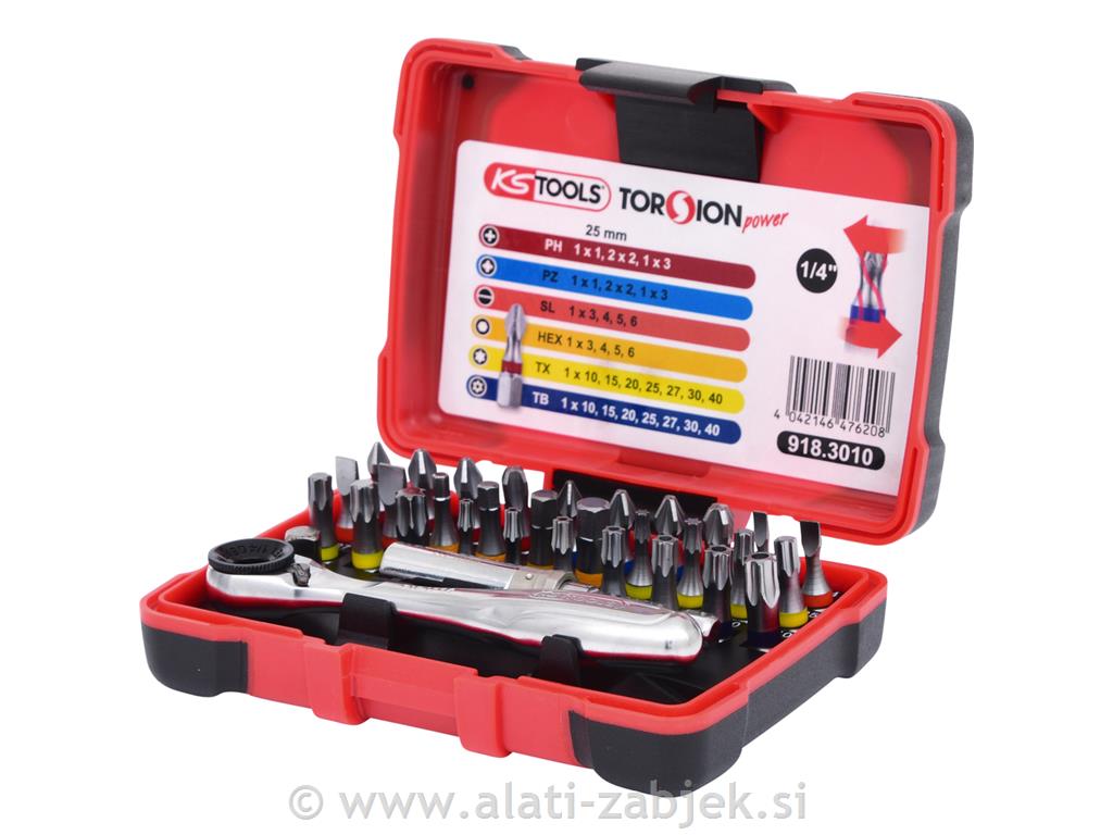 Komplet bitova odvijača s čegrtaljkom 1/4 " KS TOOLS
