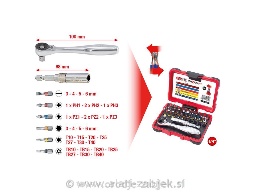 Komplet bitova odvijača s čegrtaljkom 1/4 " KS TOOLS