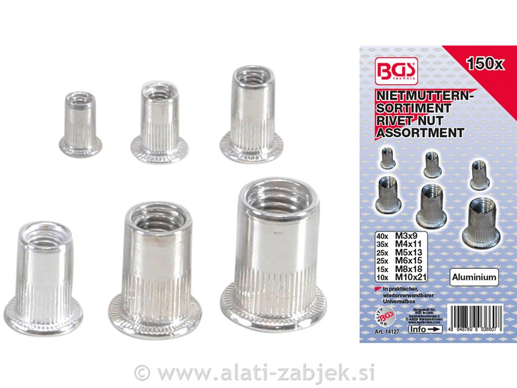 150-dijelni set aluminijskih matica za utiskivanja BGS TECHNIC