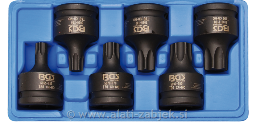 6-dijelni set nasadnih bit ključeva TORX3/4" T55 - T100 BGS TECHNIC