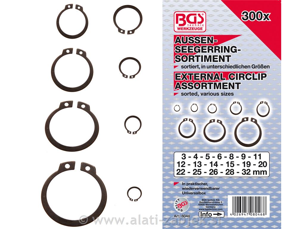 Set seger prstena 3- 32 mm 300 kom. - vanjski BGS TECHNIC