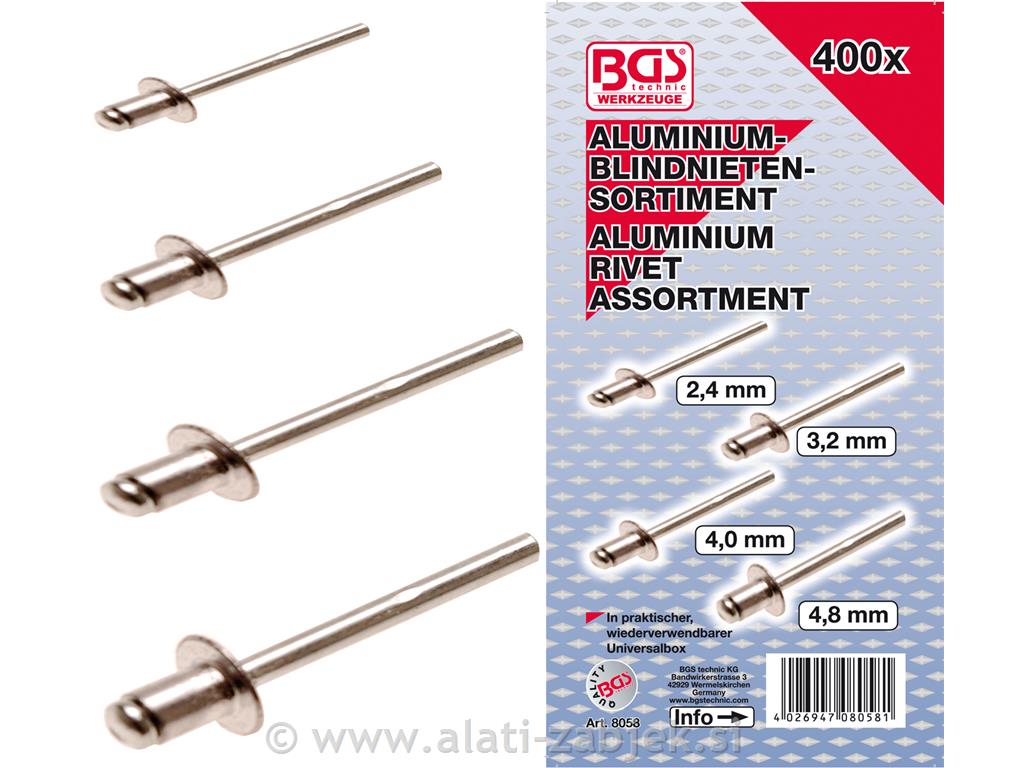 Set aluminijskih zakovica BGS TECHNIC