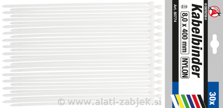 30-dijelni set vezica 8.0 x 400 mm BGS TECHNIC