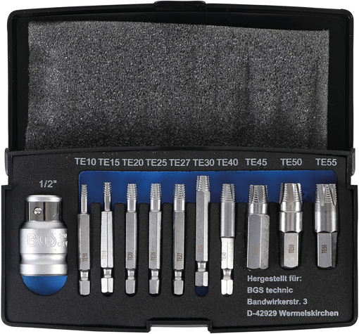 11-dijelni set za uklanjanje oštećenih torxa T10-T55 BGS TECHNIC