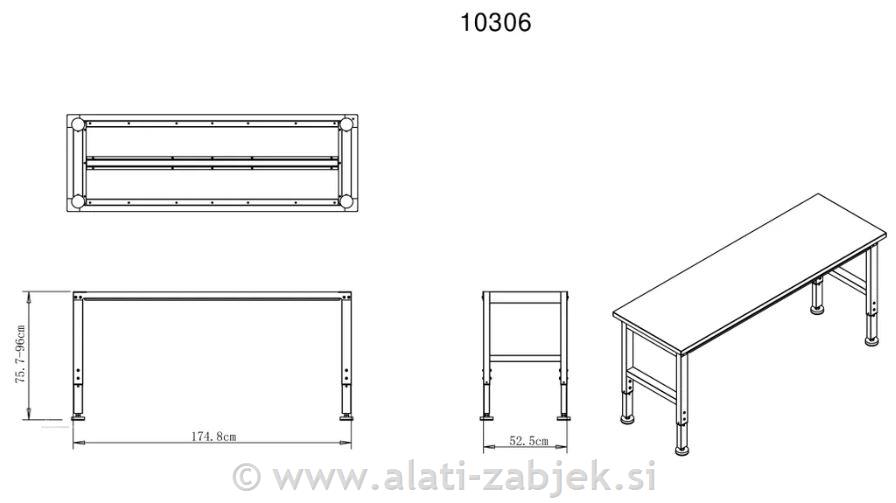 Radni stol s pločom od punog drva HB