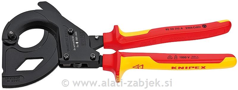 VDE škare za kabele s čegrtaljkom 95 36315A KNIPEX