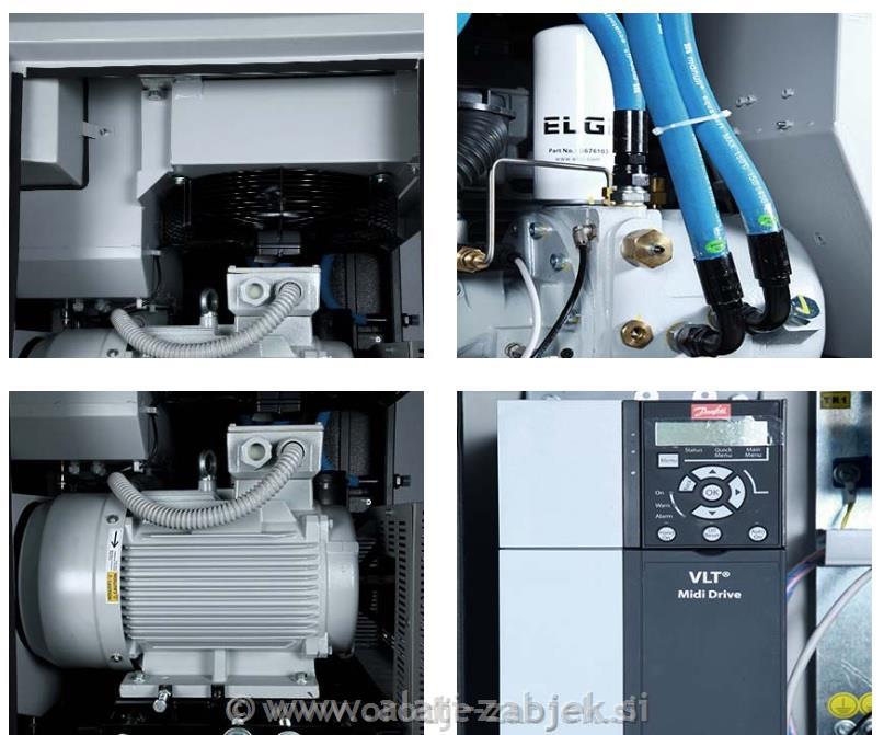VIJAČNI KOMPRESOR EN 5-9.5 400V/50HZ TD z rezervoarjem 270L + sušilec zraka ELGi
