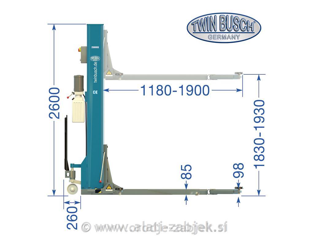 Elektro-hidraulična jednostupna dizalica2,5T TWIN BUSCH