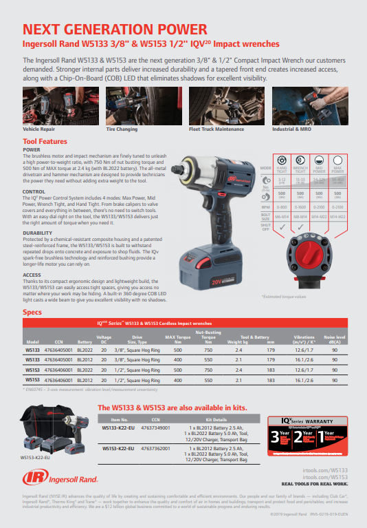 Baterijski udarni odvijač 1/2" INGERSOLL RAND