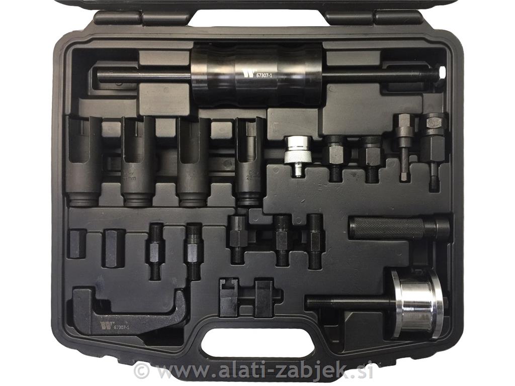24 dijelni komplet za uklanjanje injektora s kliznim čekićem i adapterima WELZH