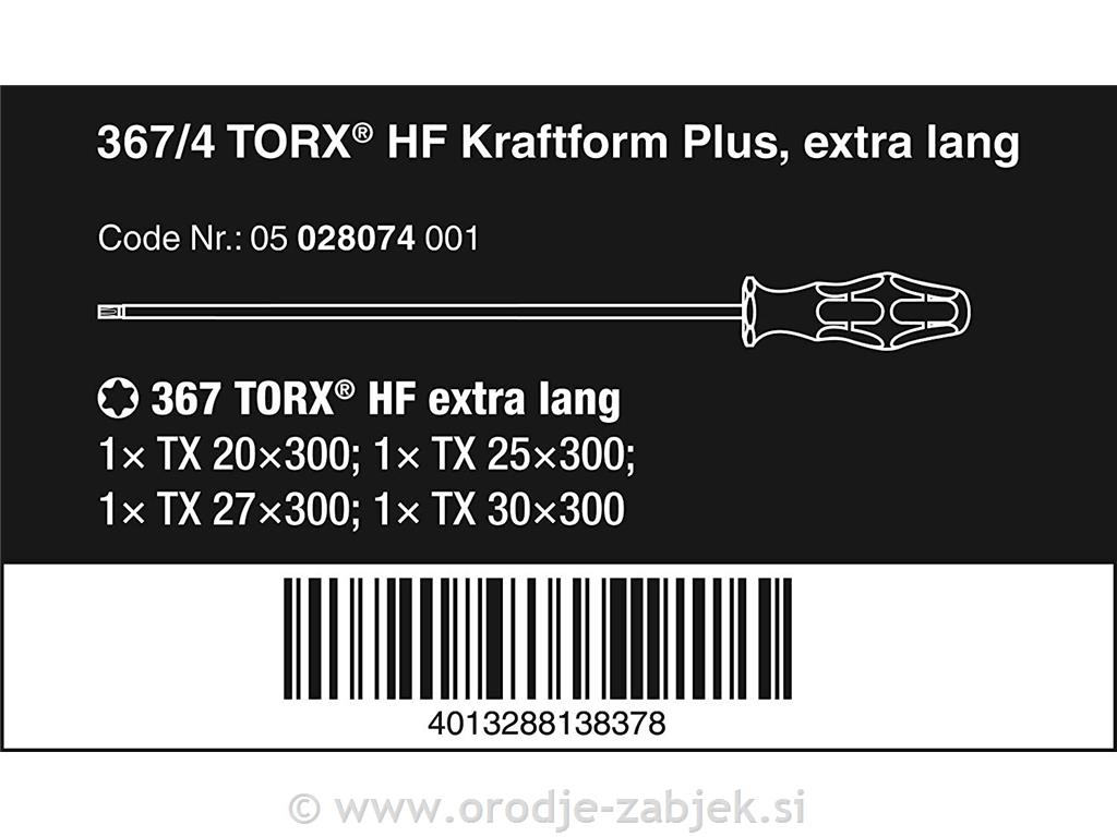 4-dijelni set dugih odvijača 367/4 TORX® HF Kraftform Plus 300 mm WERA