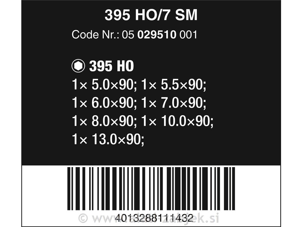 7-dijelni set odvijača 395 HO/7 SM, vanjski 6-kutni WERA