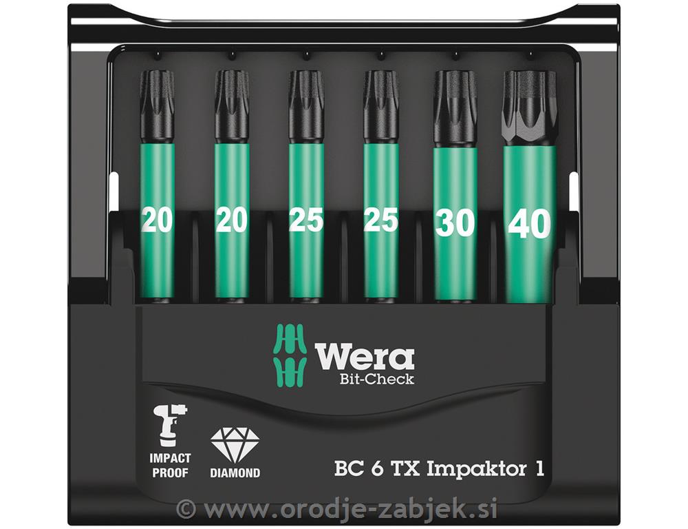 6-dijelni set udarnih TORX držača bitovaImpaktor TX20-TX40 WERA