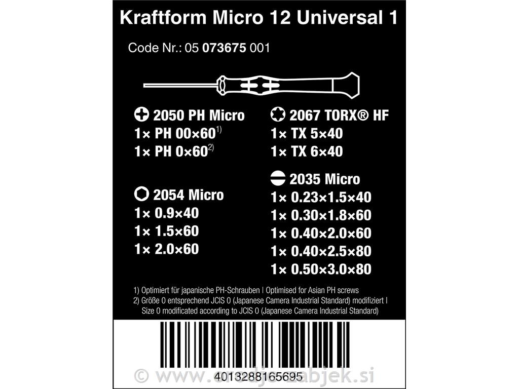 12-dijelni set preciznih odvijača Kraftform Micro WERA